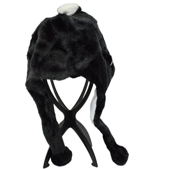 Childrens Black Winter Hat Beanie with Ear Flaps - Picture 3 of 4